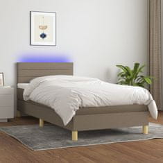 Greatstore Box spring postel s matrací a LED taupe 80 x 200 cm textil