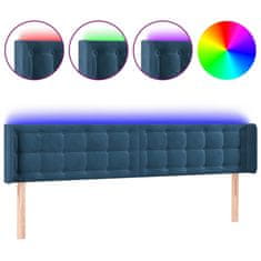 Greatstore Čelo postele s LED tmavě modré 183 x 16 x 78/88 cm samet