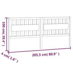 Vidaxl Čelo postele šedé 205,5 x 4 x 100 cm masivní borovice