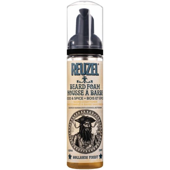 Reuzel Beard Foam Mousse a Barbe Wood & Spice - pěnový kondicionér na vousy, jemně leskne vlasy na obličeji, 70ml