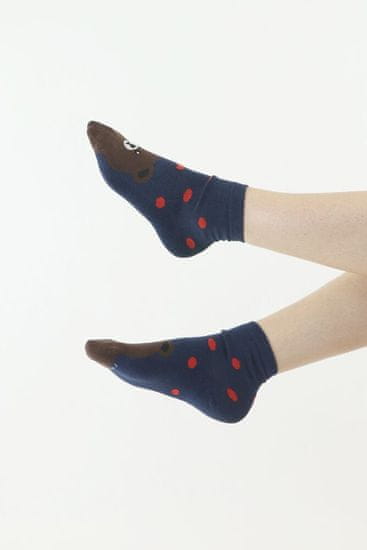 Moraj Zábavné ponožky Bear modré s červenými puntíky