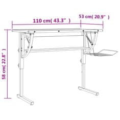 Vidaxl Řemeslný stůl bílý a šedý 110 x 53 x (58–87) cm kompozit a ocel