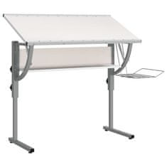 Vidaxl Řemeslný stůl bílý a šedý 110 x 53 x (58–87) cm kompozit a ocel