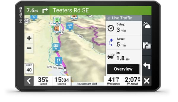 GPS navigáció Garmin Camper 895 (8) Lakókocsikhoz alkalmas GPS navigáció Európa és Afrika élő forgalmi térképével, élethosszig tartó frissítéssel, Bluetooth kihangosító, Wi-Fi hangasszisztens modern funkciók erős autós navigációs társ app riasztási funkció nagy kijelző madártávlatból frissítés Wifi kapcsolat lakókocsi utánfutó útmutató MICHELIN Green Guide nagy kijelző riasztás Bluetooth kapcsolat Wi-Fi frissítés hangasszisztens