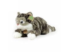 Rappa Plyšová mourovatá kočka šedá 40 cm