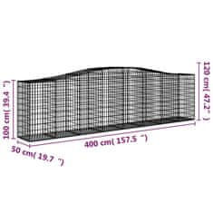 Vidaxl Klenuté gabionové koše 25ks 400x50x100/120cm pozinkované železo