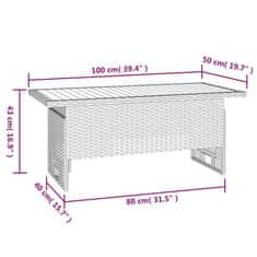 Petromila Zahradní stůl černý 100x50x43/63 cm masivní akácie a polyratan