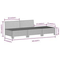 Vidaxl 3dílná zahradní sedací souprava s poduškami šedá polyratan