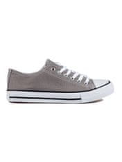 Amiatex Luxusní šedo-stříbrné tenisky dámské bez podpatku + Ponožky Gatta Calzino Strech, odstíny šedé a stříbrné, 38
