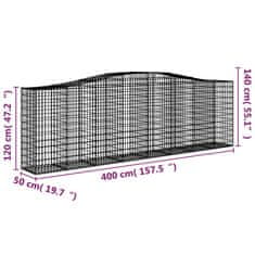 Vidaxl Klenuté gabionové koše 20ks 400x50x120/140cm pozinkované železo