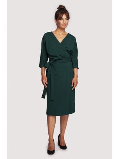 BeWear Dámské midi šaty Loni B241 tmavě zelená