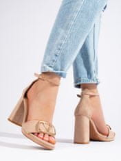 Vinceza Moderní sandály dámské hnědé na širokém podpatku + Ponožky Gatta Calzino Strech, odstíny hnědé a béžové, 36