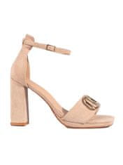 Vinceza Moderní sandály dámské hnědé na širokém podpatku, odstíny hnědé a béžové, 36