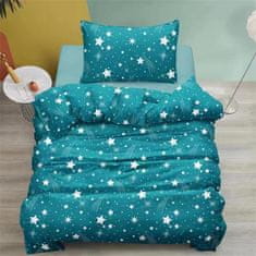 Bavlissimo 2-dílné tyrkysové povlečení 140x200 bílými hvězdami pro jednu postel