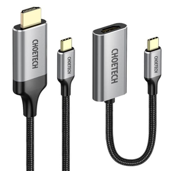 shumee Adaptér HUB USB Type C - HDMI 2.0 + HDMI kabel 2m šedý