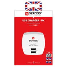 Zaparkorun.cz USB nabíjecí adaptér DC10UK pro UK, 2400 mA, 2x USB výstup, SKROSS