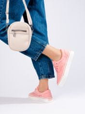 Amiatex Trendy tenisky dámské růžové bez podpatku + Ponožky Gatta Calzino Strech, odstíny růžové, 38