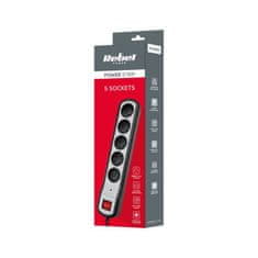 Rebel Power strip 5 zásuvek s vypínačem (3m, 3x1,5mm) černá URZ3063-3W