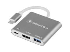 Cabletech Adaptér konektoru typu C - zásuvky USB 3.0 HDMI 2.0 typu C stříbrný KOM0952