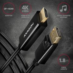 AXAGON RVD-HI14C2, DisplayPort -> HDMI 1.4 redukce / kabel 1.8m, 4K/30Hz