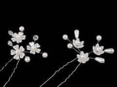 Kraftika 1ks perlová perlová vlásenka s květy, vlásenky