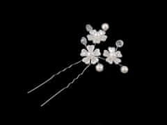 Kraftika 1ks perlová perlová vlásenka s květy, vlásenky