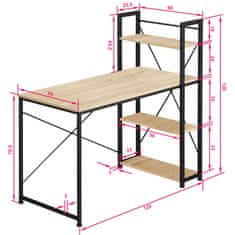 tectake Počítačový stůl Hershey s integrovanou policí 122x61x120cm