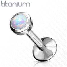 SPERKY4U Piercing do brady - labreta titan, 1,2 x 8 mm, opál 3 mm