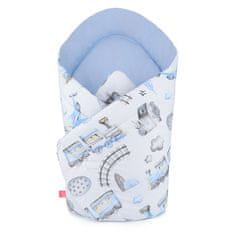 BabyBoom Baby Swaddling Cone Bavlna Oboustranný Retro Vlak/Modrý