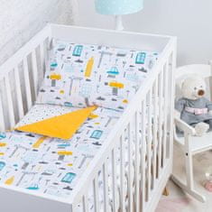 BabyBoom Oboustranné Dětské Povlečení 120X90 Premium 2 Ks Bavlna City, Street / Hořčice