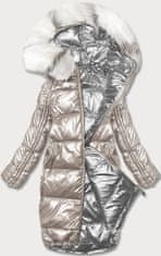 Gemini Dámská oboustranná metalická zimní bunda P21-7901 - Minority tm. modrá/béžová S