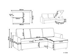 Beliani Levostraná rozkládací světle šedá čalouněná pohovka NESNA
