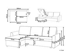 Beliani Pravostraná rozkádací světle šedá čalouněná pohovka NESNA