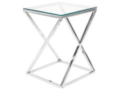 Beliani Stříbrný stolek se skleněnou deskou BEVERLY