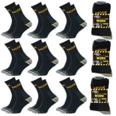 Aleszale 9x pánské bavlněné ponožky WORK 39-42 - černá