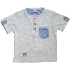 Kidaxi Set tričko s bavlny a kraťasy s kšandami, šedá, 115 cm