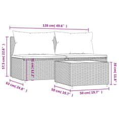 Vidaxl 3dílná zahradní sedací souprava s poduškami hnědá polyratan