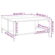 Greatstore Konferenční stolek kouřový dub 80x80x36,5 cm kompozitní dřevo