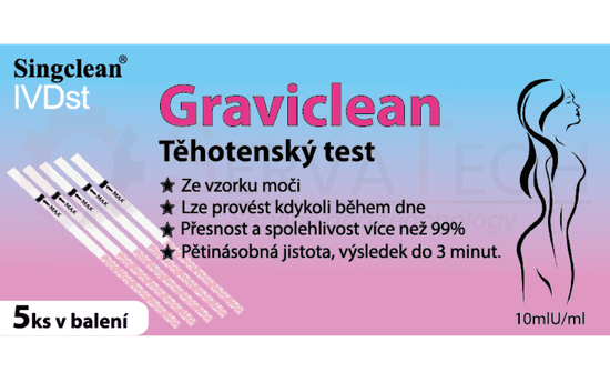 Singclean GRAVICLEAN těhotenský test - proužky 5 ks