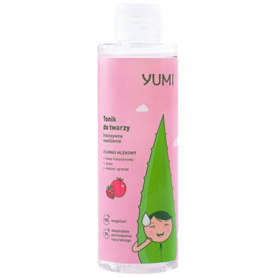 Yumi Face Tonic Intensive Moisturizing 6% Lactic Acid Malina a Granátové jablko - čistící, intenzivně hydratační pleťová voda, jemně a účinně čistí, 200ml