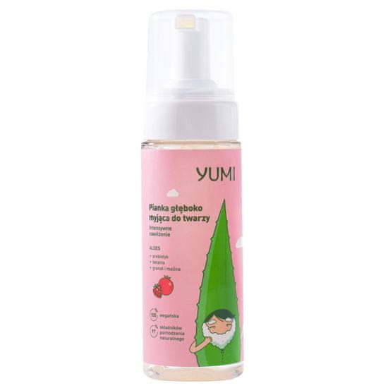 Yumi Deep Cleansing Foam Intensive Moisturizing Raspberry and Granátové jablko - čistící pěna na obličej, zajišťuje udržování správné ochranné bariéry, 180ml