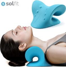 SOLFIT® Masážní polštář a Natahovač krku pro Uvolnění krční páteře a Bolest zad | NECKSTRECH modrá