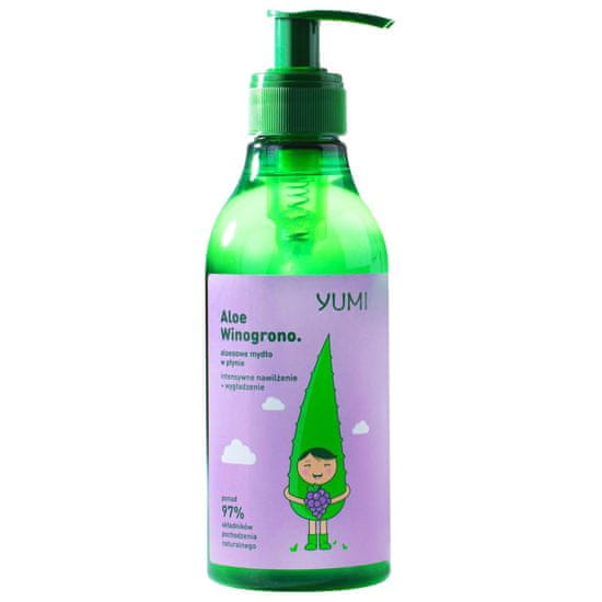 Yumi Aloe & Grape tekuté mýdlo - aloe-hroznové intenzivně hydratační tekuté mýdlo, hydratuje a vyhlazuje, reguluje pH pokožky, 300ml