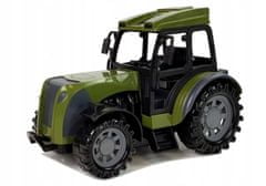 Lean-toys Zelený traktor s figurkou koně s vysokým přívěsem