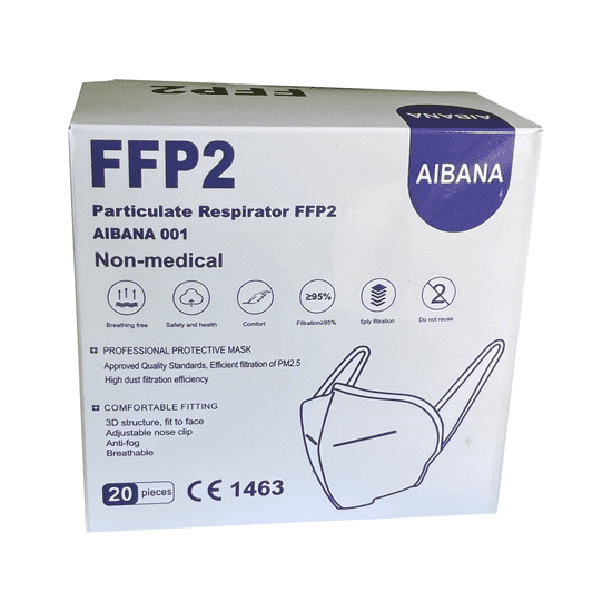 AIBANA respirátor FFP2, CE, 20ks balení, bílý