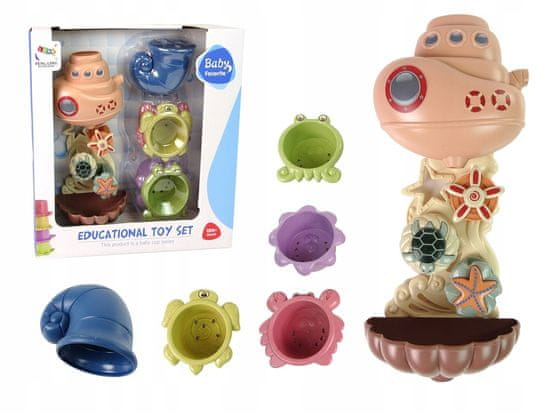 Lean-toys Bath Set Loď Mořská zvířata Vodopád