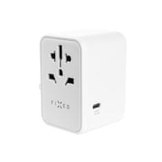 FIXED Cestovní adaptér VOAYGER pro EU, UK a USA/AUS, s 3xUSB-C a 2xUSB výstupem, GaN, PD 65W FIXCT65-3C2A-WH, bílý