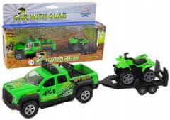 Lean-toys Terénní vozidlo se zeleným kovovým přívěsem Quad 51022
