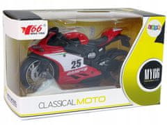 Lean-toys Sportovní motocykl červený 1:12 Pull-Back Drive Sound