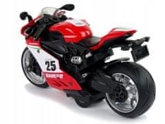 Lean-toys Sportovní motocykl červený 1:12 Pull-Back Drive Sound